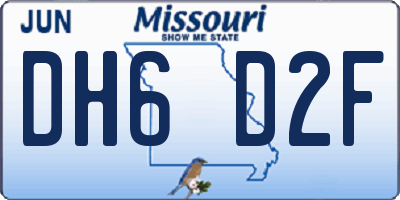 MO license plate DH6D2F