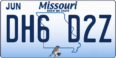 MO license plate DH6D2Z