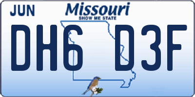 MO license plate DH6D3F