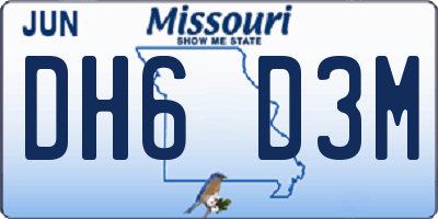 MO license plate DH6D3M