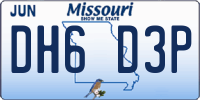 MO license plate DH6D3P