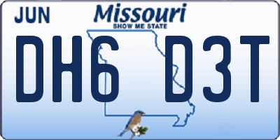 MO license plate DH6D3T