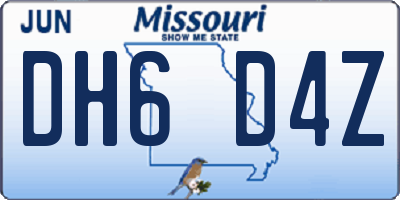 MO license plate DH6D4Z