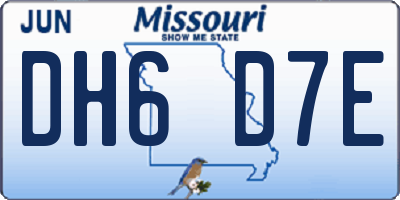 MO license plate DH6D7E