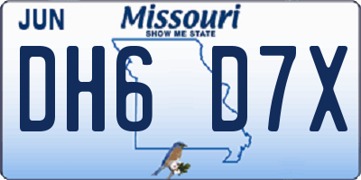 MO license plate DH6D7X