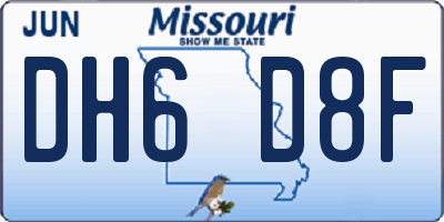 MO license plate DH6D8F