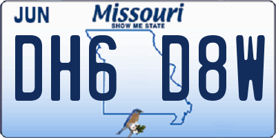 MO license plate DH6D8W