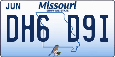 MO license plate DH6D9I