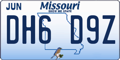 MO license plate DH6D9Z