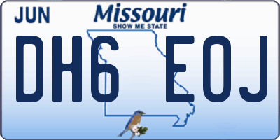 MO license plate DH6E0J