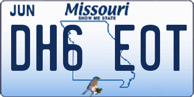 MO license plate DH6E0T