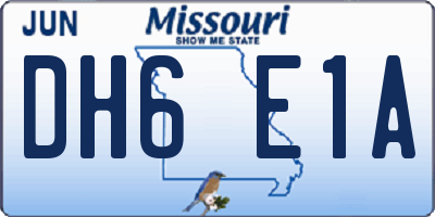 MO license plate DH6E1A