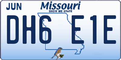 MO license plate DH6E1E