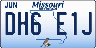 MO license plate DH6E1J