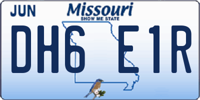 MO license plate DH6E1R