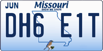 MO license plate DH6E1T