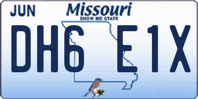 MO license plate DH6E1X