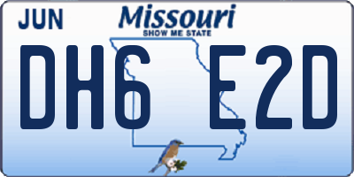 MO license plate DH6E2D
