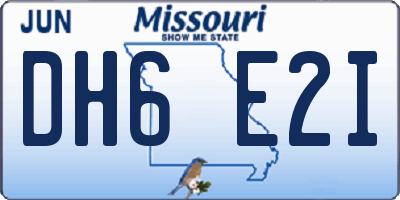 MO license plate DH6E2I