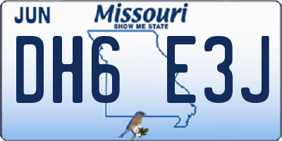 MO license plate DH6E3J