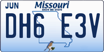 MO license plate DH6E3V