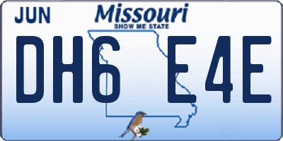 MO license plate DH6E4E