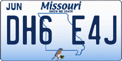 MO license plate DH6E4J