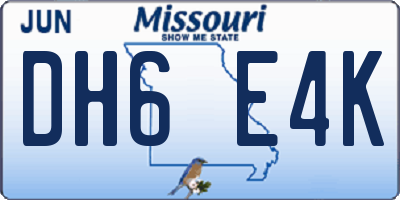 MO license plate DH6E4K