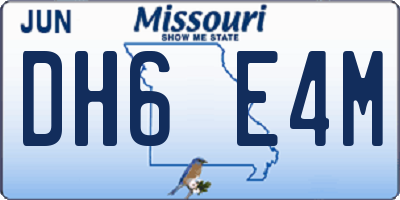 MO license plate DH6E4M