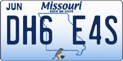 MO license plate DH6E4S