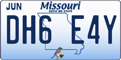 MO license plate DH6E4Y