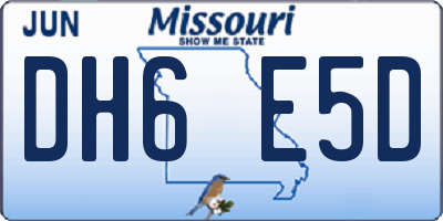 MO license plate DH6E5D