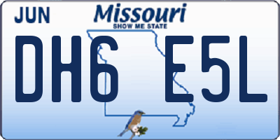 MO license plate DH6E5L