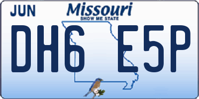 MO license plate DH6E5P