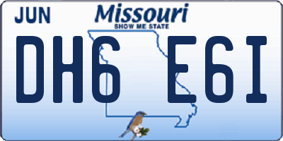 MO license plate DH6E6I