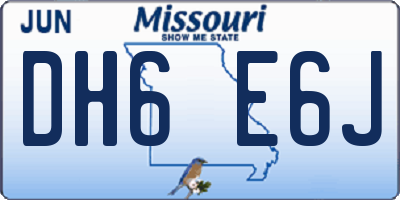 MO license plate DH6E6J