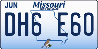 MO license plate DH6E6O