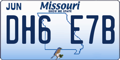 MO license plate DH6E7B
