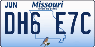 MO license plate DH6E7C