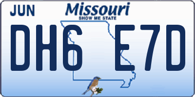 MO license plate DH6E7D