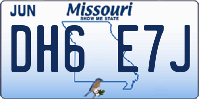 MO license plate DH6E7J