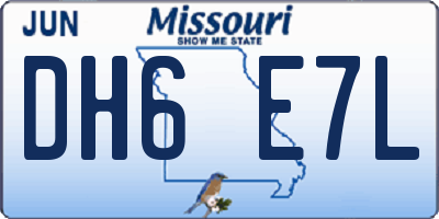 MO license plate DH6E7L