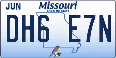 MO license plate DH6E7N