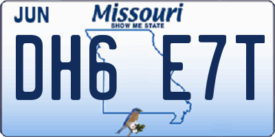 MO license plate DH6E7T