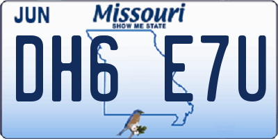 MO license plate DH6E7U