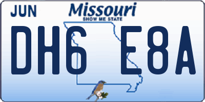 MO license plate DH6E8A