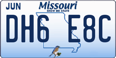 MO license plate DH6E8C