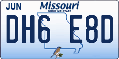 MO license plate DH6E8D