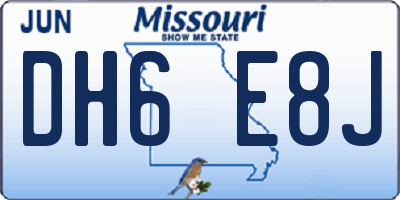 MO license plate DH6E8J