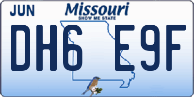 MO license plate DH6E9F